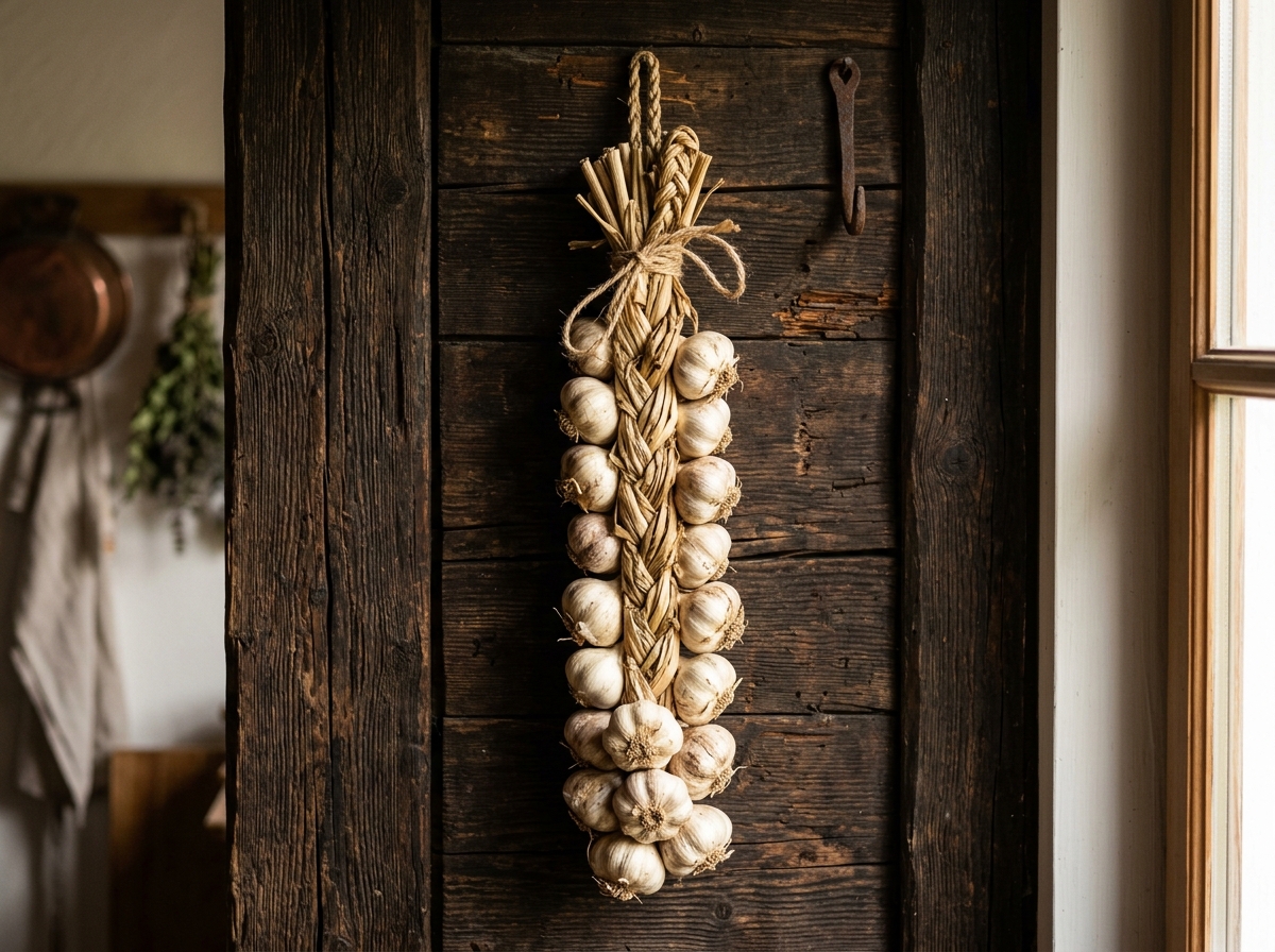 Traditioneller Knoblauchzopf (Handgeflochten)